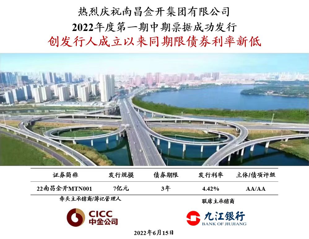 喜报！南昌金开星空体育在线官网星空体育在线官网首页_星空体育（中国）_星空体育（中国）
成功发行7亿元中期票据！